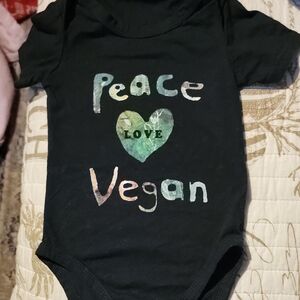 Peace Love Vegan Black Kids Bodysuit